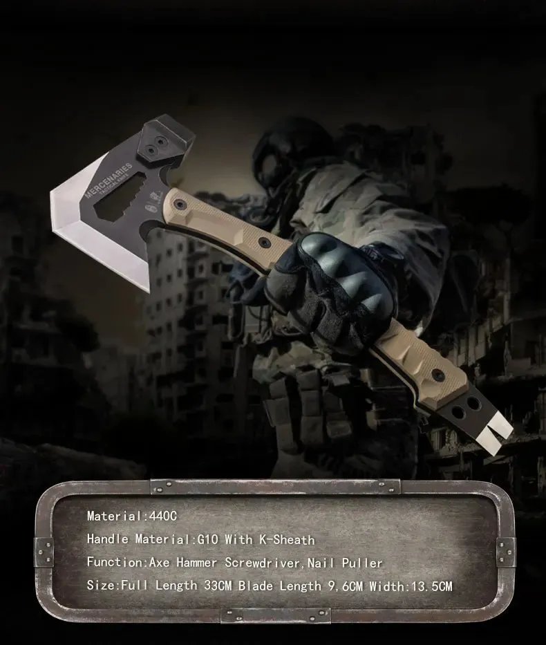 HX OUTDOORS Mercenarys Full Tang Camping Survival Touris Axe Hatchet Tactical Multifunctional Hunting Tools Tomahawk Hammer