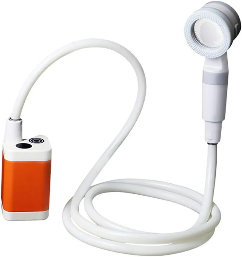 HXBER Portable Camping Shower Electric Shower Pump IPX7 Waterproof & 4000mAh Reable Battery Powered Support 2 Water Modes for Camping Hiking Backpacking Travel Beach Pet Watering