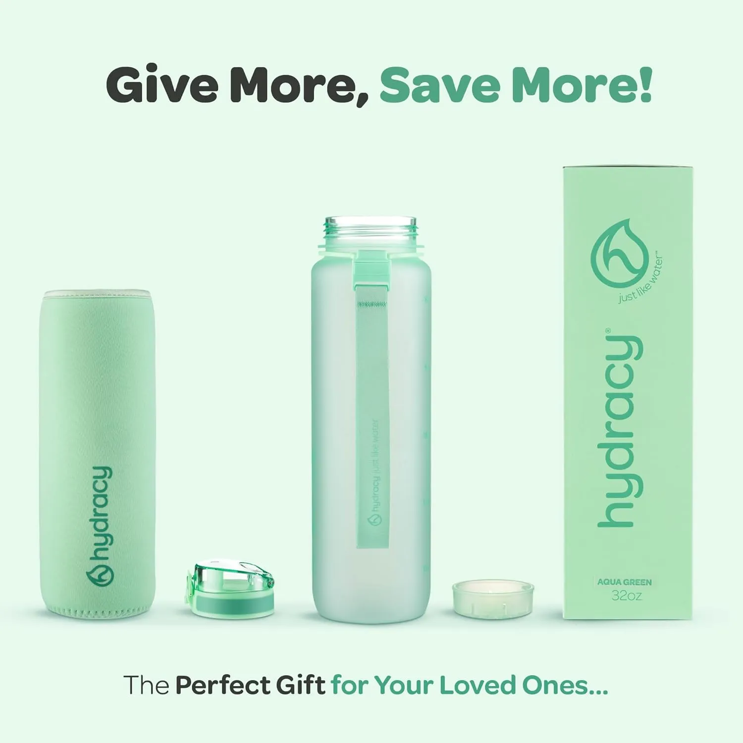 Hydracy Water Bottle with Time Marker -Large BPA Free Water Bottle & No Sweat Sleeve -Leak Proof Gym Bottle with Fruit Infuser Strainer & Times to Drink -Ideal for Fitness Sports & Outdoors