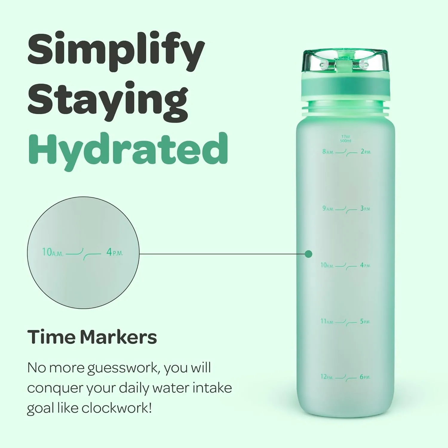 Hydracy Water Bottle with Time Marker -Large BPA Free Water Bottle & No Sweat Sleeve -Leak Proof Gym Bottle with Fruit Infuser Strainer & Times to Drink -Ideal for Fitness Sports & Outdoors