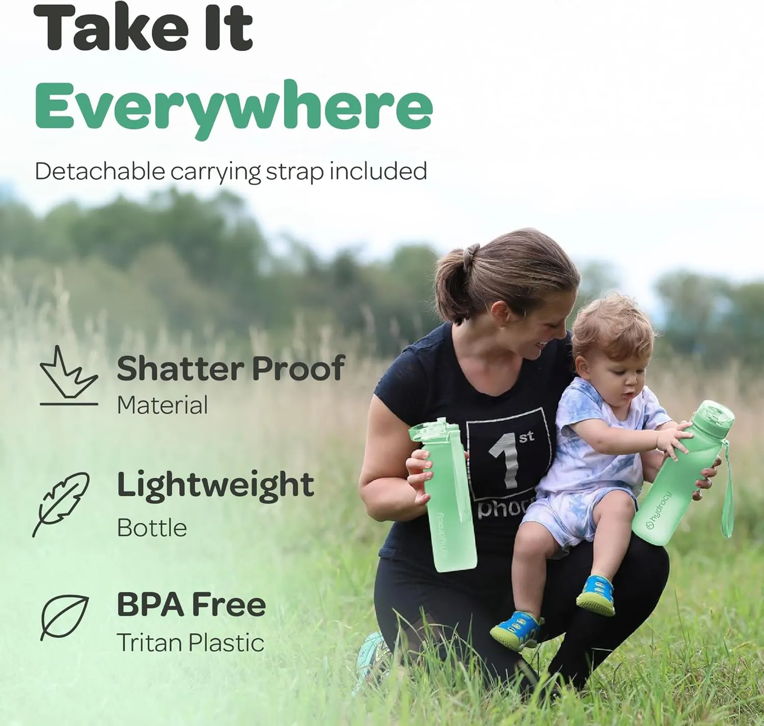 Hydracy Water Bottle with Time Marker -Large BPA Free Water Bottle & No Sweat Sleeve -Leak Proof Gym Bottle with Fruit Infuser Strainer & Times to Drink -Ideal for Fitness Sports & Outdoors