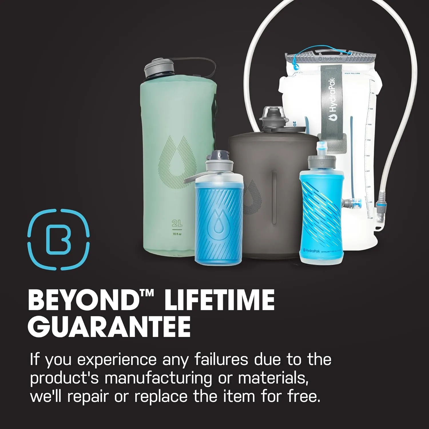 HydraPak Breakaway Surge Lightweight Bike Water Bottle 2-Pack (20oz, 25oz, 30oz) - High Flow, Cycling & Sports Squeeze Bottle