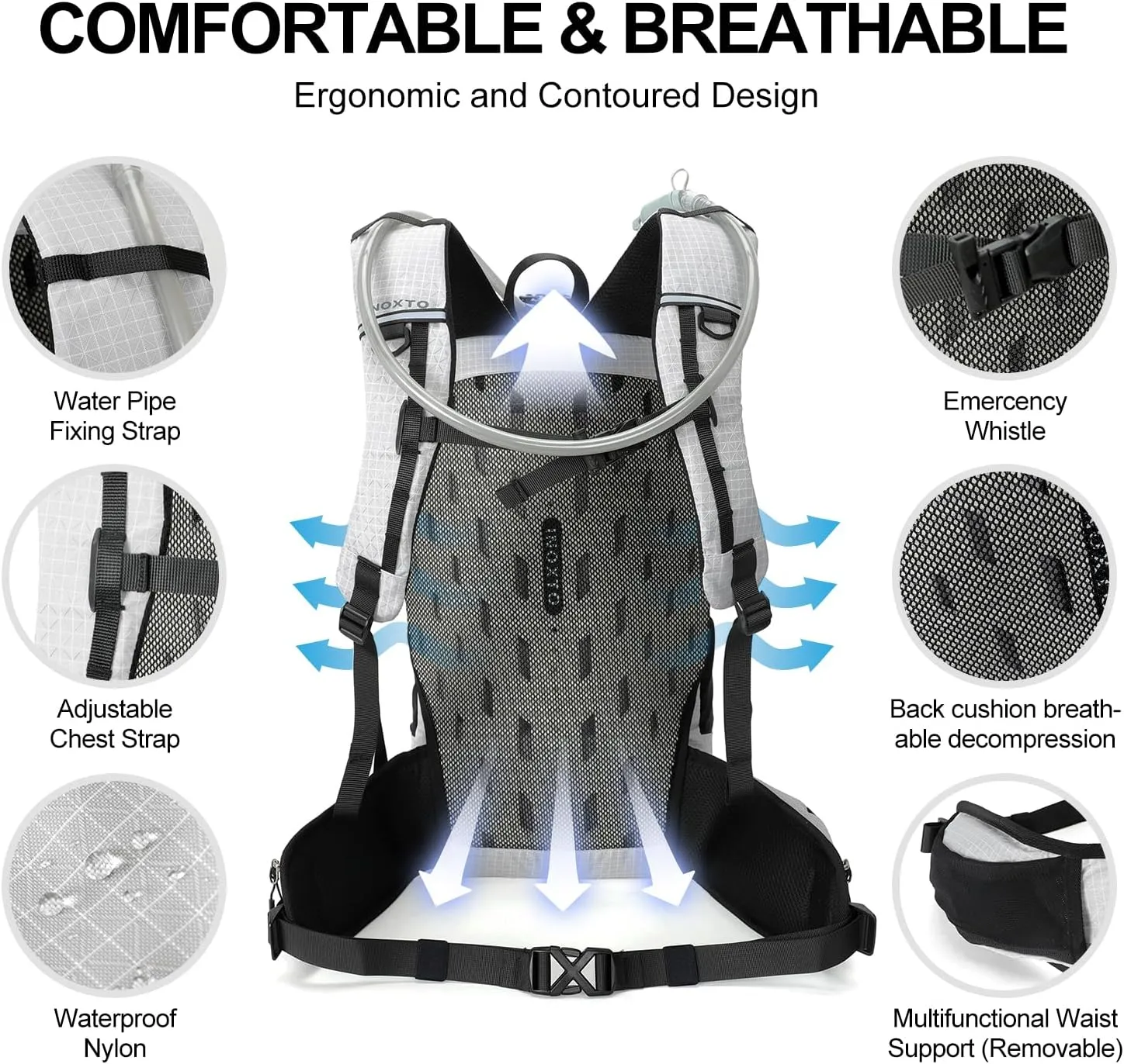 Hydration Backpack, 25L Hiking Backpack with 3L Water Bladder and Rain Cover, Hiking Water Backpack Men Women Lightweight Hydration Pack for Hiking, Cycling, Climbing, Camping
