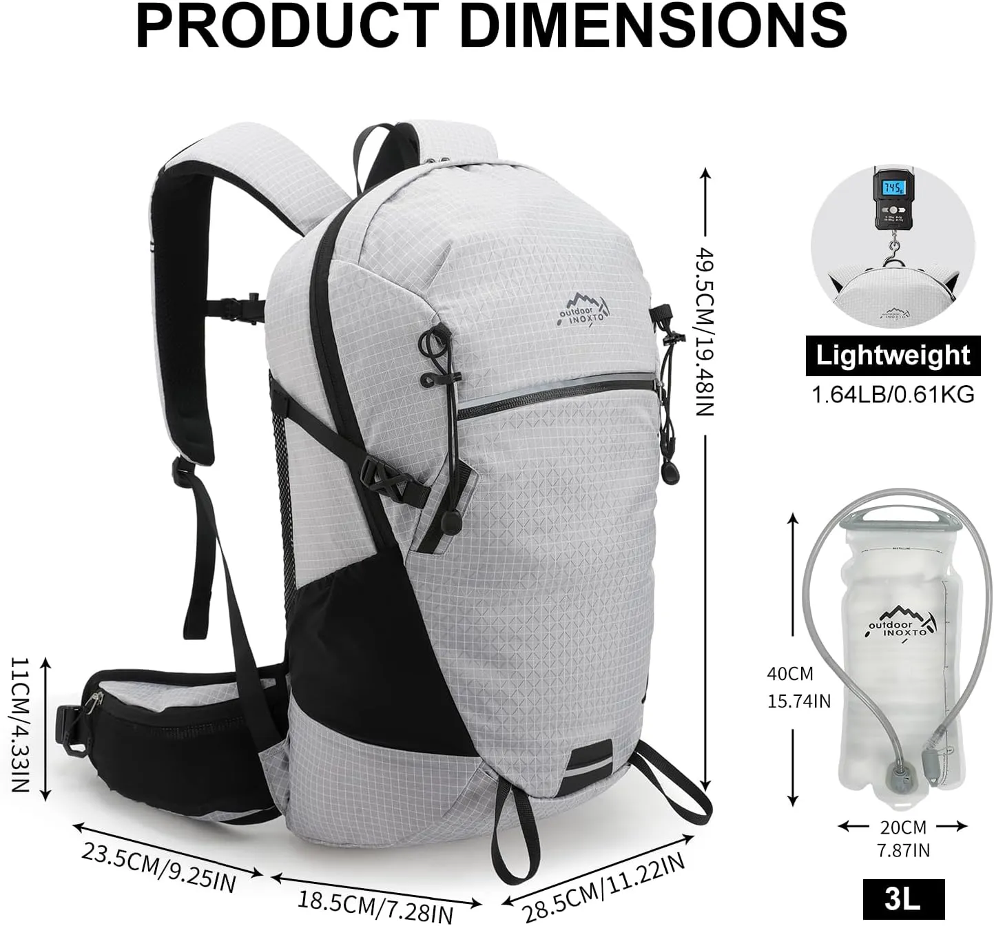 Hydration Backpack, 25L Hiking Backpack with 3L Water Bladder and Rain Cover, Hiking Water Backpack Men Women Lightweight Hydration Pack for Hiking, Cycling, Climbing, Camping