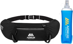 Hydration Running Belt Adjustable, Reflective & Lightweight Runners Waist Pouch for Men Womens, for Marathon Running Hiking Camping (A-Black 500ml Flask)