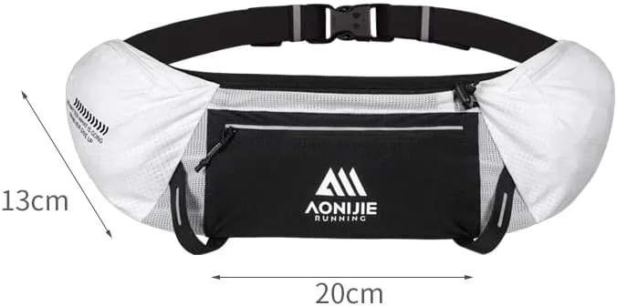 Hydration Running Belt Adjustable, Reflective & Lightweight Runners Waist Pouch for Men Womens, for Marathon Running Hiking Camping (A-Green 500ml Flask)