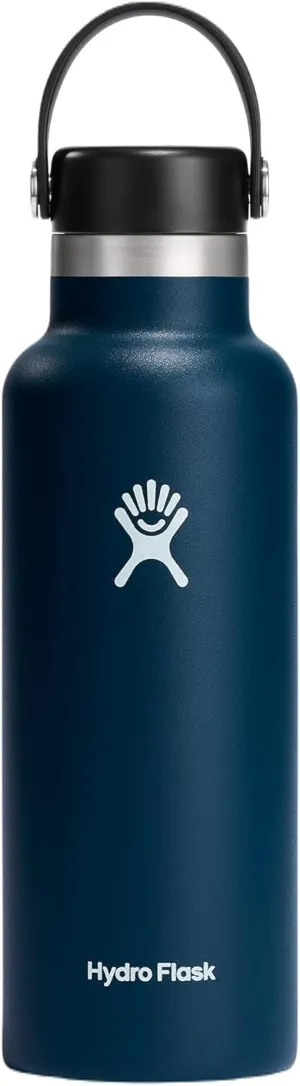 Hydro Flask Stainless Steel Standard Mouth Water Bottle with Flex Cap and Double-Wall Vacuum Insulation