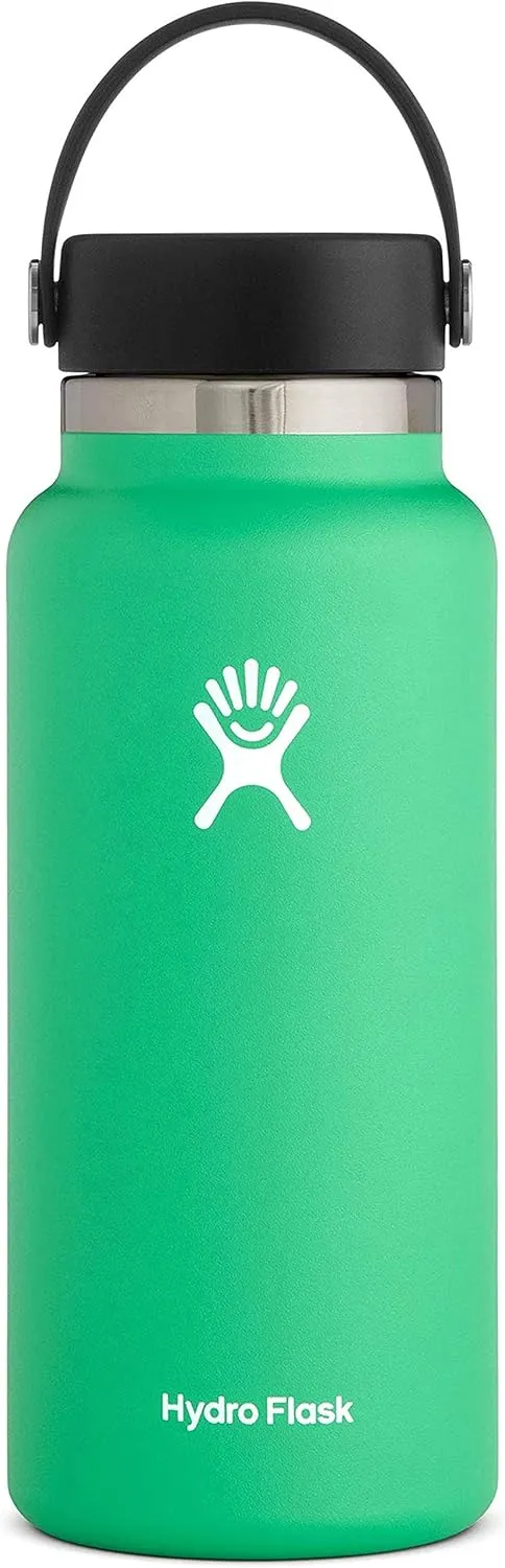 Hydro Flask Water Bottle - Stainless Steel & Vacuum Insulated - Wide Mouth 2.0 with Leak Proof Flex Cap - 32 oz, Spearmint