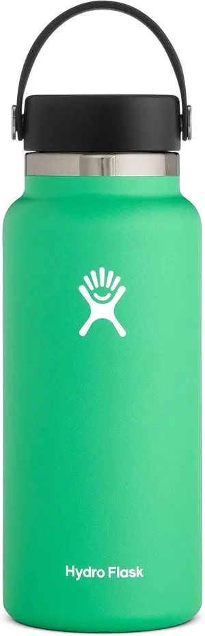 Hydro Flask Water Bottle - Stainless Steel & Vacuum Insulated - Wide Mouth 2.0 with Leak Proof Flex Cap - 32 oz, Spearmint