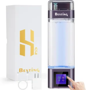 Hydrogen Water Bottle Deluxe Version, Up to 9000ppb Concentration, Upgrade Smart Touchscreen Control SPE Hydrogen Generator with LED Display Portable Hydrogen Water Machine 350ml