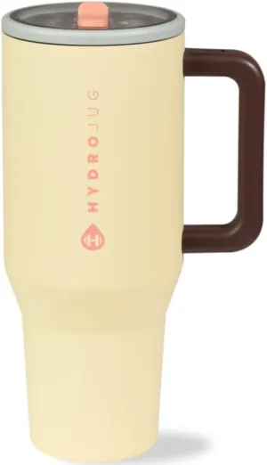 HydroJug Traveler - 32 oz Water Bottle with Handle & Flip Straw - Fits in Cup Holder, Leak Resistant Tumbler-Reusable Insulated Stainless Steel & Rubber Base - Gifts for Women & Men, Belle