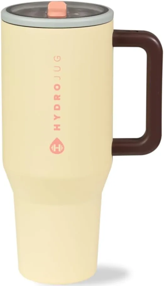 HydroJug Traveler - 32 oz Water Bottle with Handle & Flip Straw - Fits in Cup Holder, Leak Resistant Tumbler-Reusable Insulated Stainless Steel & Rubber Base - Gifts for Women & Men, Belle