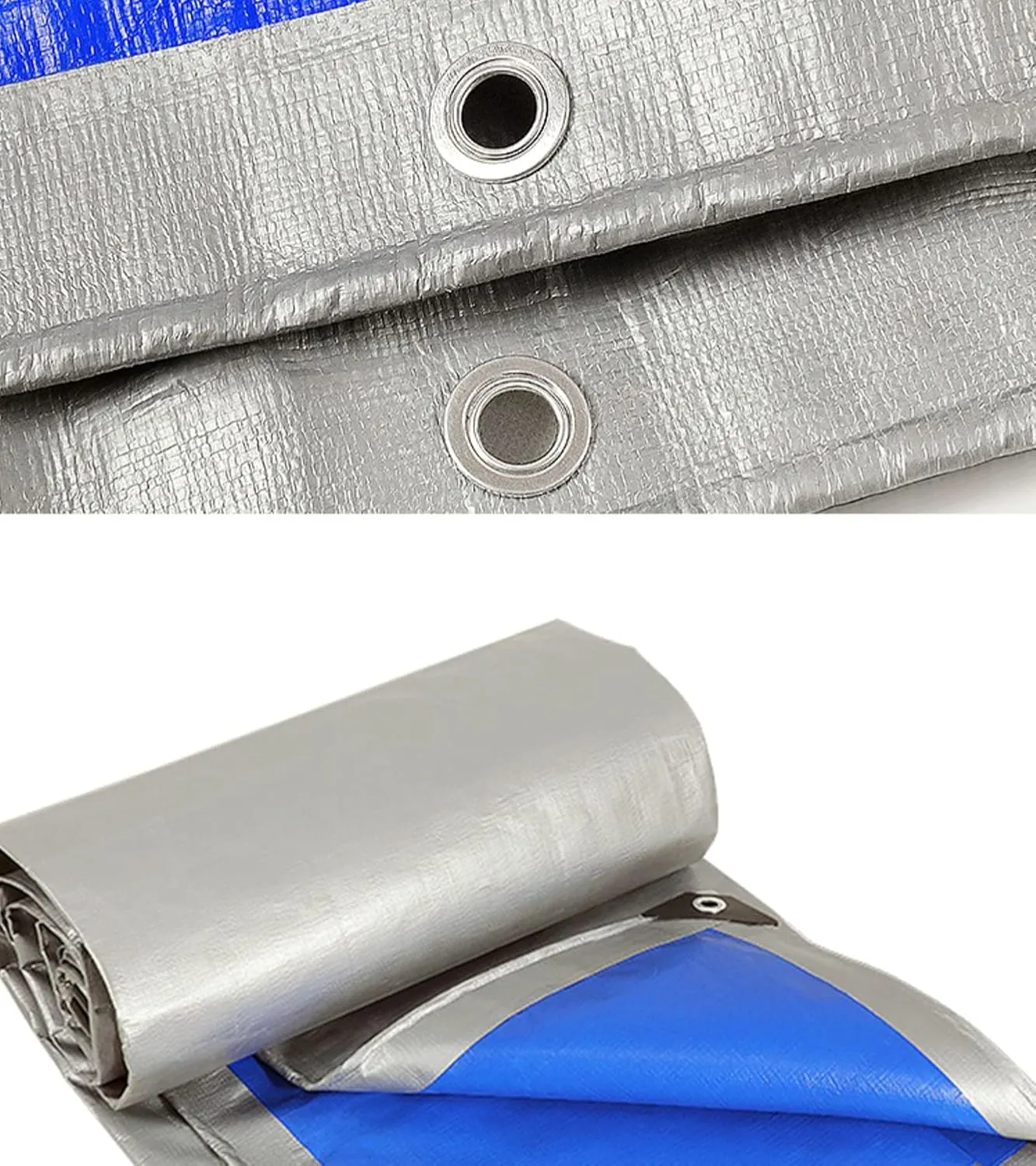 HYHMJ-Tarpaulin 0.32mm Waterproof Heavy Duty Ground Sheet, with Buttonhole Reinforced Edges, Outdoor Canvas for Camping Trucks, 160g/m²,Silver blue,1.8x1.8m