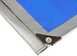 HYHMJ-Tarpaulin 0.32mm Waterproof Heavy Duty Ground Sheet, with Buttonhole Reinforced Edges, Outdoor Canvas for Camping Trucks, 160g/m²,Silver blue,1.8x1.8m