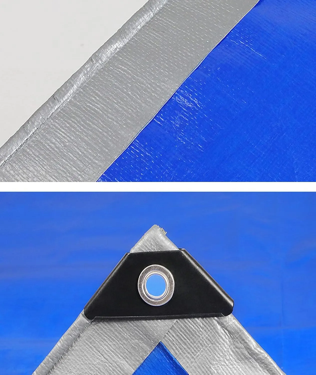 HYHMJ-Tarpaulin 0.32mm Waterproof Heavy Duty Ground Sheet, with Buttonhole Reinforced Edges, Outdoor Canvas for Camping Trucks, 160g/m²,Silver blue,1.8x1.8m