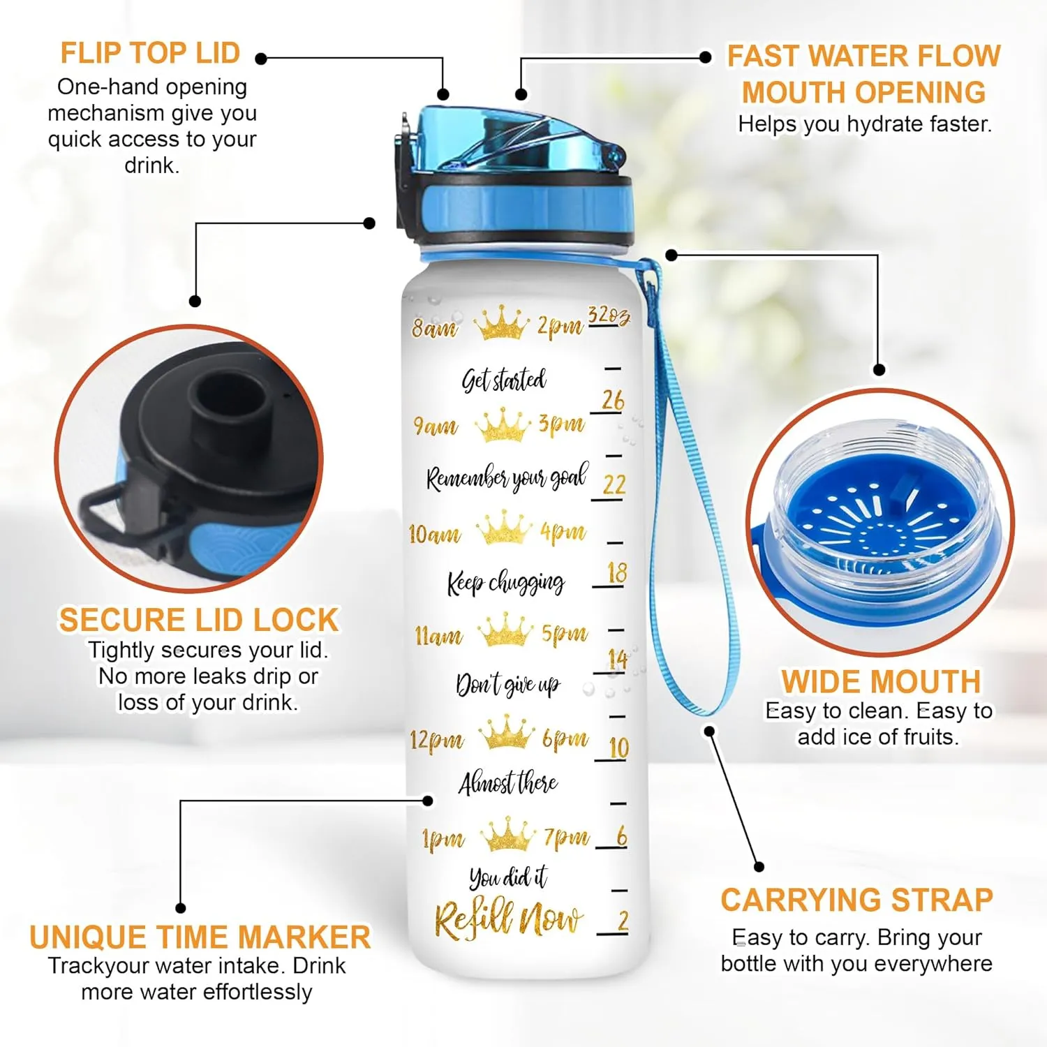 Hyturtle I Am Who I Am Motivational 32Oz Liter Water Bottle, Customized Africa American Bottle With Time Marker, Gifts For Black Women, Girls On Birthday, Mother's Day