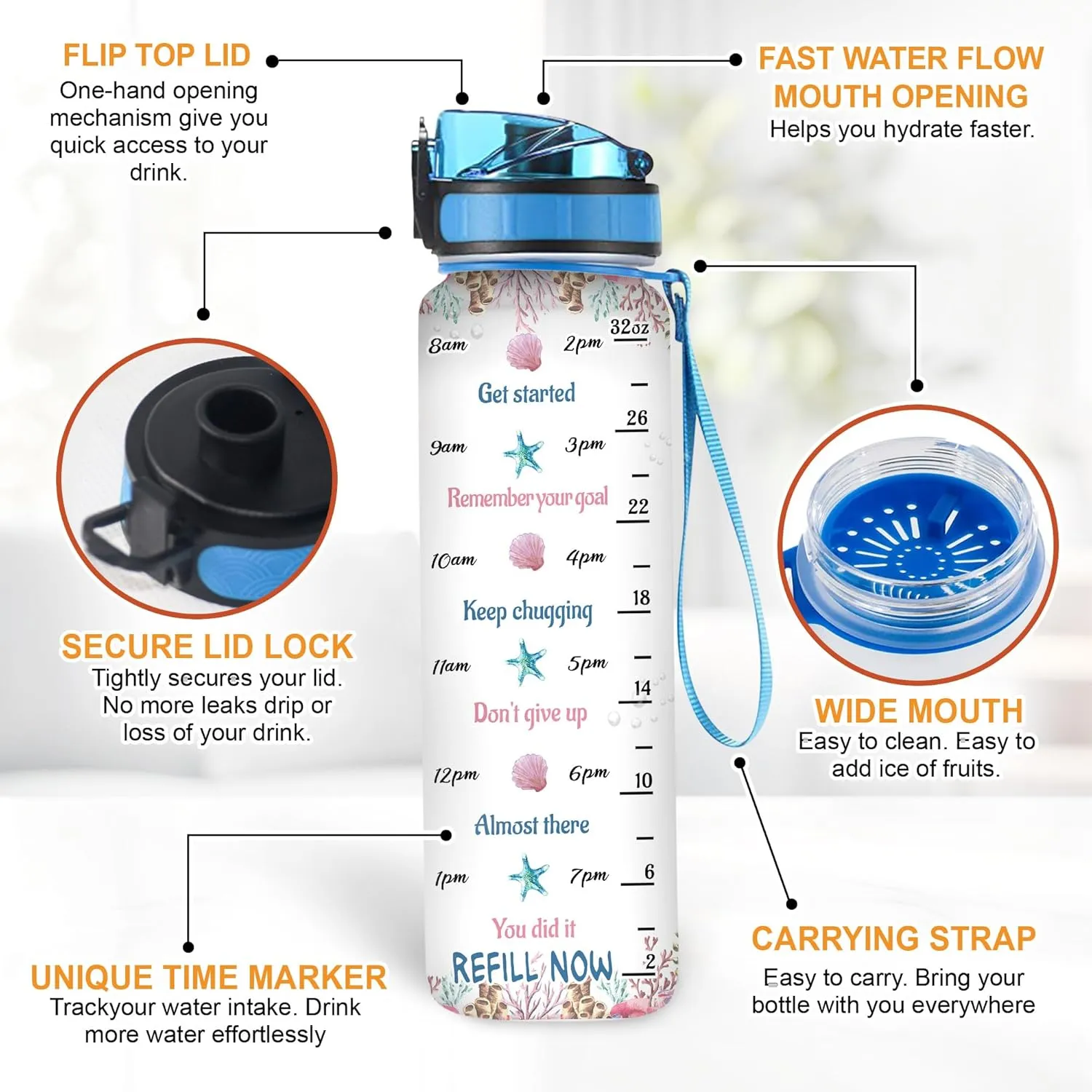 Hyturtle Personalized Axolotl Lovers 32 Oz 1Liter Motivational Water Bottle With Time Marker, Just A Girl Who Loves Axolotls, Sea Animal Lovers Gifts For Women, Girl On Birthday, Christmas