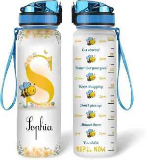 Hyturtle Personalized Bee Lovers 32 Oz 1Liter Motivational Water Bottle, Bee Honey Customized Name Water Bottle With Time Marker, Animal Lovers Gifts For Women Girl On Birthday, Mother Day's