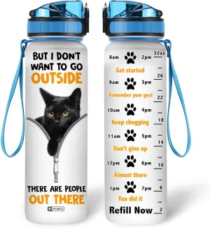 Hyturtle Personalized Cat Water Bottle - 32oz Motivational Water Bottle with Leak-Proof Lid & Time Marker - Custom Name Gift for Black Cat Lovers, Women, Girls - Birthday & Christmas Gift