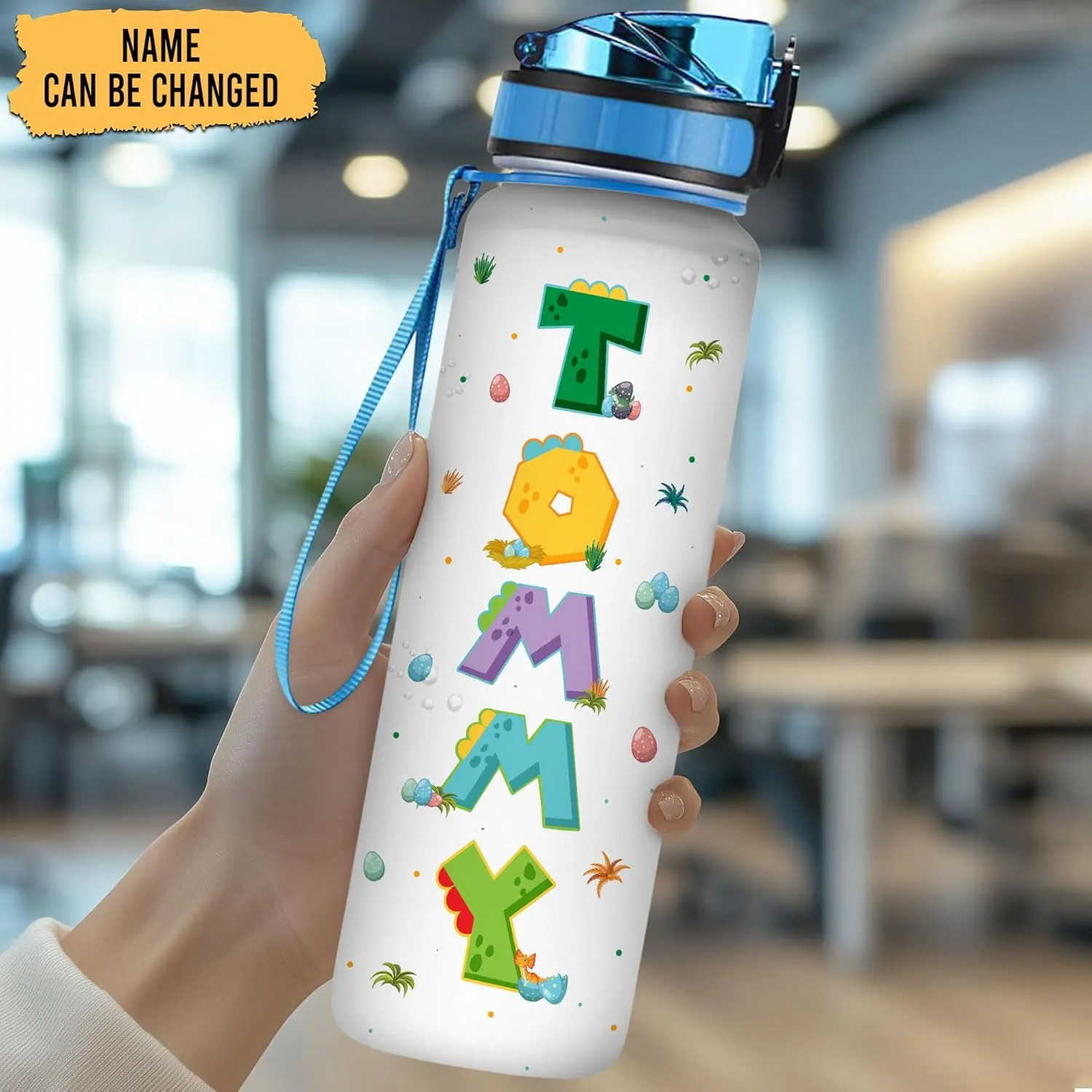 Hyturtle Personalized Dinosaur Lovers 32 Oz 1Liter Motivational Water Bottle, Dinosaur Customized Name Water Bottle With Time Marker, Dino Bottle Gifts For Women Girl Kids On Birthday, Christmas