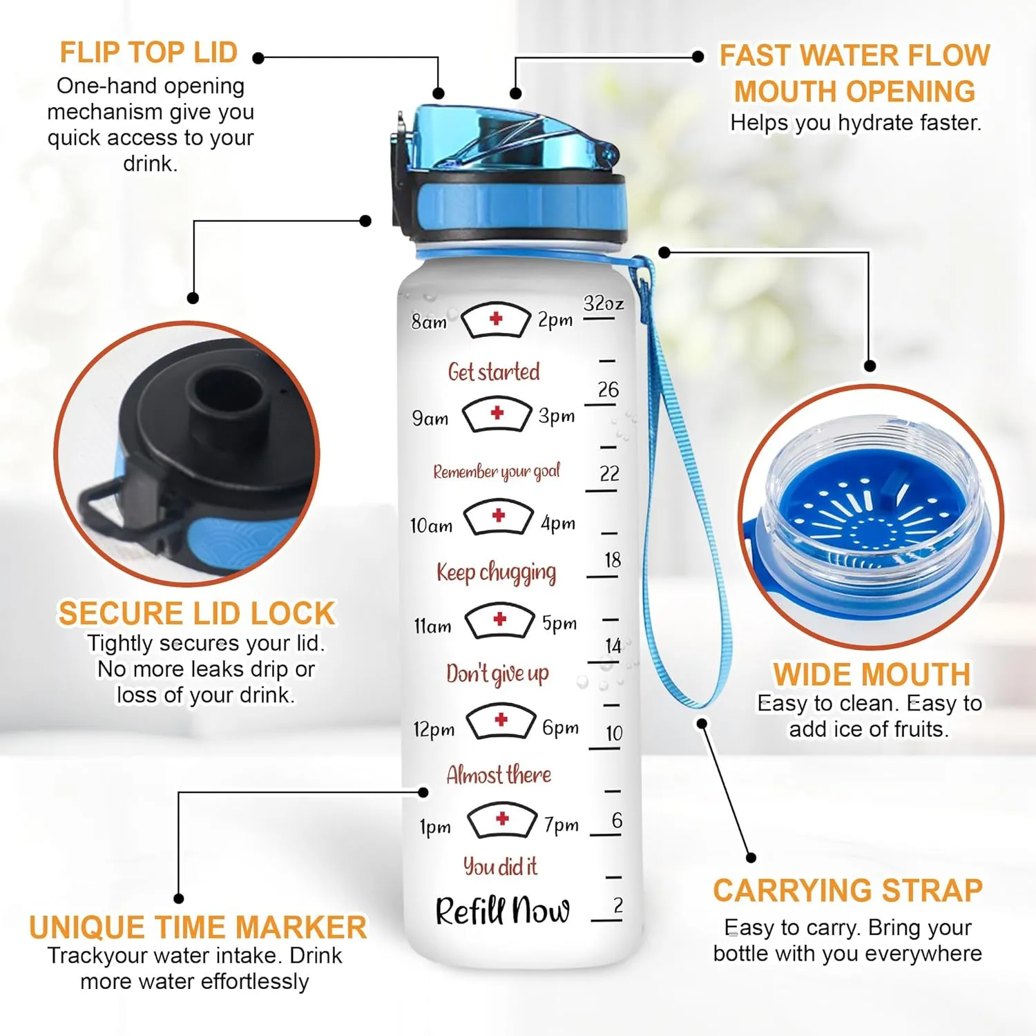 Hyturtle Personalized Drink Water & Stab People Nurse 32oz Liter Motivational Water Bottle, Customized Name Water Bottle Funny Nurse Gifts For Nurse Graduation Women Coworker On Birthday Mother's Day