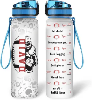Hyturtle Personalized Football 32 Oz Motivational Water Bottle, Football Custom Name Water Bottle Gifts For Women Men Boys Sport Lovers On Birthday Mother's Day Father's Day