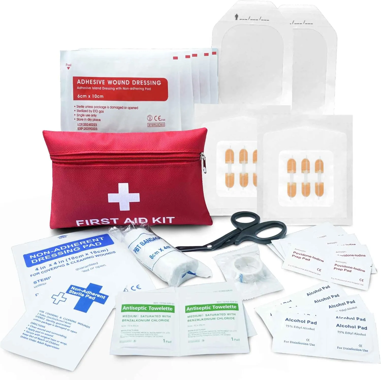 Ifak Trauma Kit Refill First Aid Supplies, Emergency Wound Closure Strips Kit Set,Sutures Butterfly Bandaids, Zip Stitch Wound Closure Strips (Skin Color, Large)