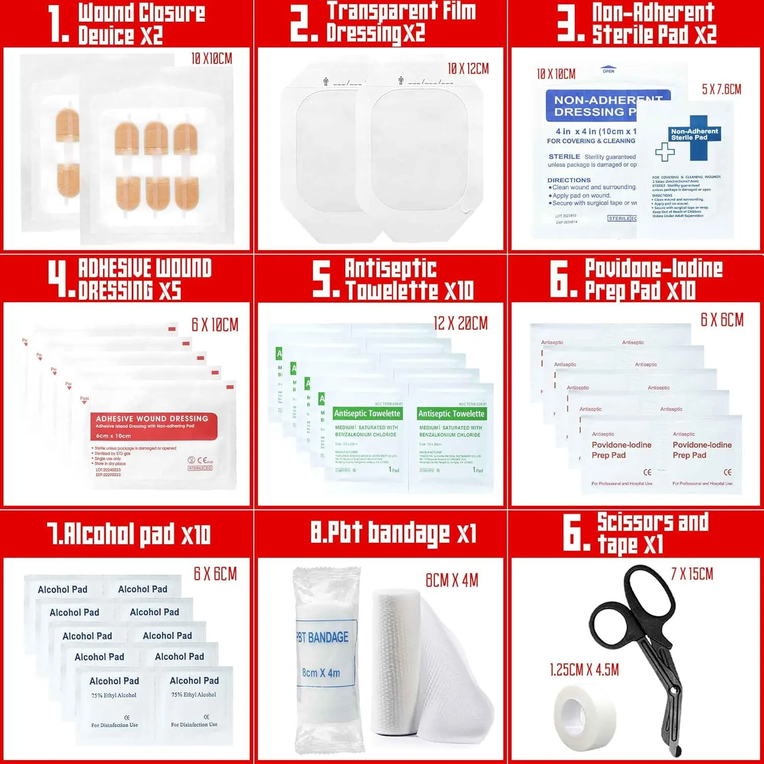 Ifak Trauma Kit Refill First Aid Supplies, Emergency Wound Closure Strips Kit Set,Sutures Butterfly Bandaids, Zip Stitch Wound Closure Strips (Skin Color, Large)