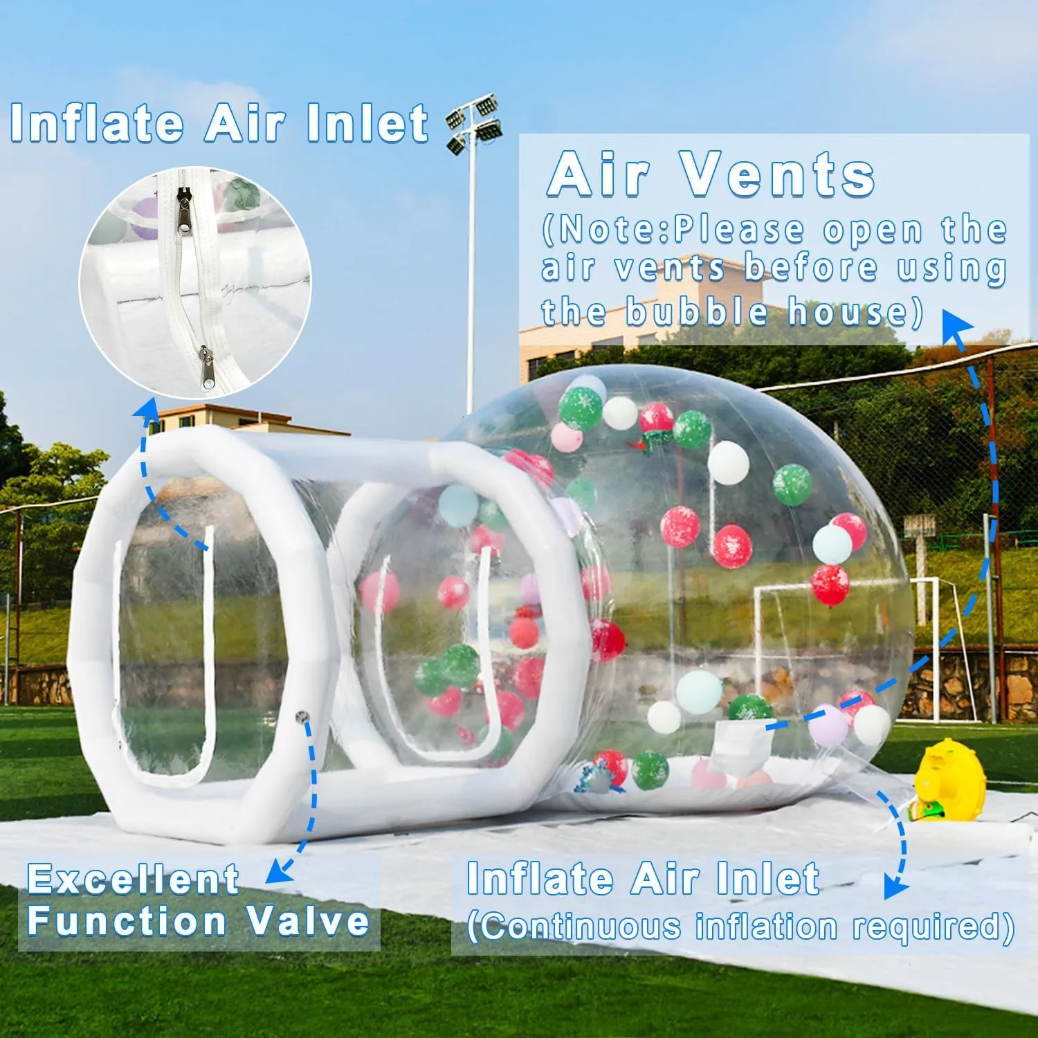Inflatable Bubble Tent, Inflatable Bubble House, Commercial Grade Tarpaulin PVC Dome Tent for Kids Party, Transparent House for Commercial/Outdoor/Backyard/Garden