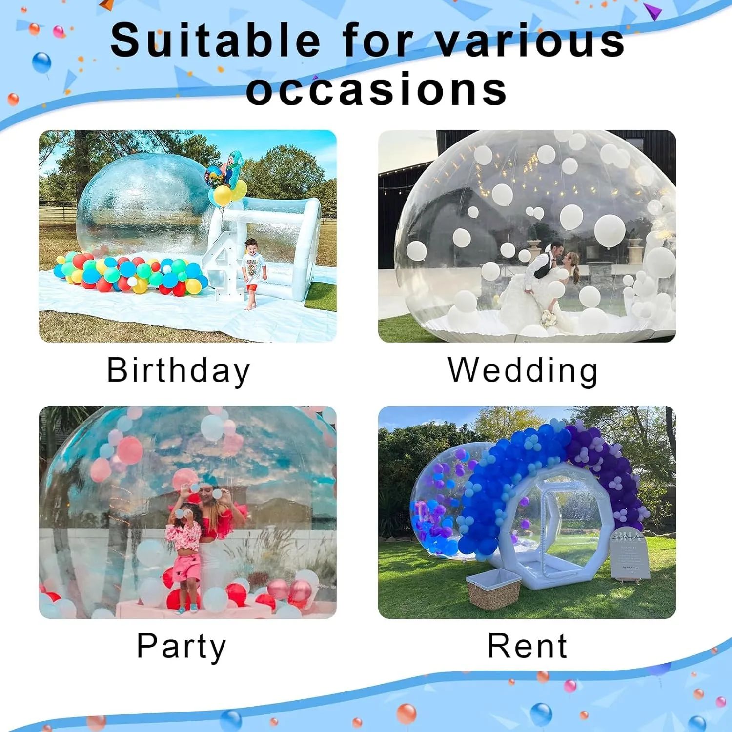 Inflatable Bubble Tent, Inflatable Bubble House, Commercial Grade Tarpaulin PVC Dome Tent for Kids Party, Transparent House for Commercial/Outdoor/Backyard/Garden