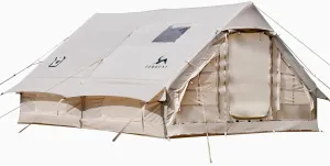 Inflatable Camping Tents Air Glamping Tents 4 Season Waterproof Easy Set up Cabin House Tent Blow up Tent for Family Camping