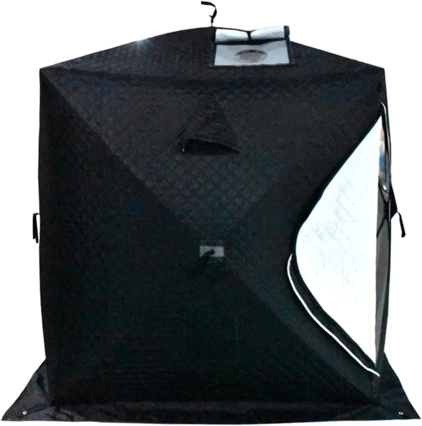 Inflatable Camping Tents with Hand Pump, 6.3㎡Air Tents with Canopy, Easy Setup Blow Up Tent, 4 Seasons Cotton Cabin Tent with Mesh & Chimney Window