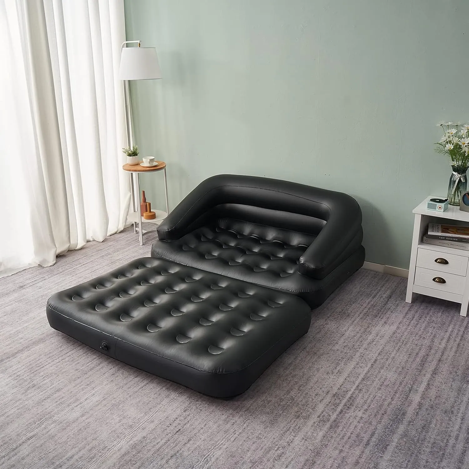 Inflatable Couch Air Sofa Bed, Blow Up Sofa for Camping Waterproof, Black