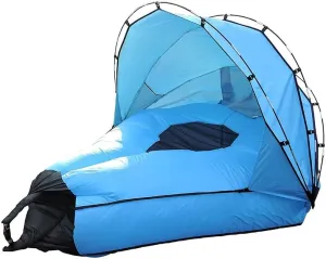 Inflatable Lounger Air Sofa with Sun-Shade Waterproof Inflatable Couch Hammock for Camping Beach Hiking Backyard