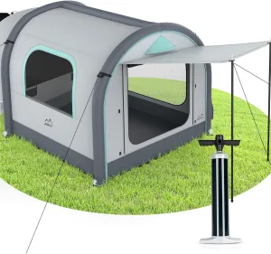 Inflatable SUV Tent for Camping, Quick Setup Blow Up Large Tents, 6-Person Tent with Detachable Car Attachment, Van Tents with Storage Bag &Projection Screen, Waterproof SUV Awning for Travel
