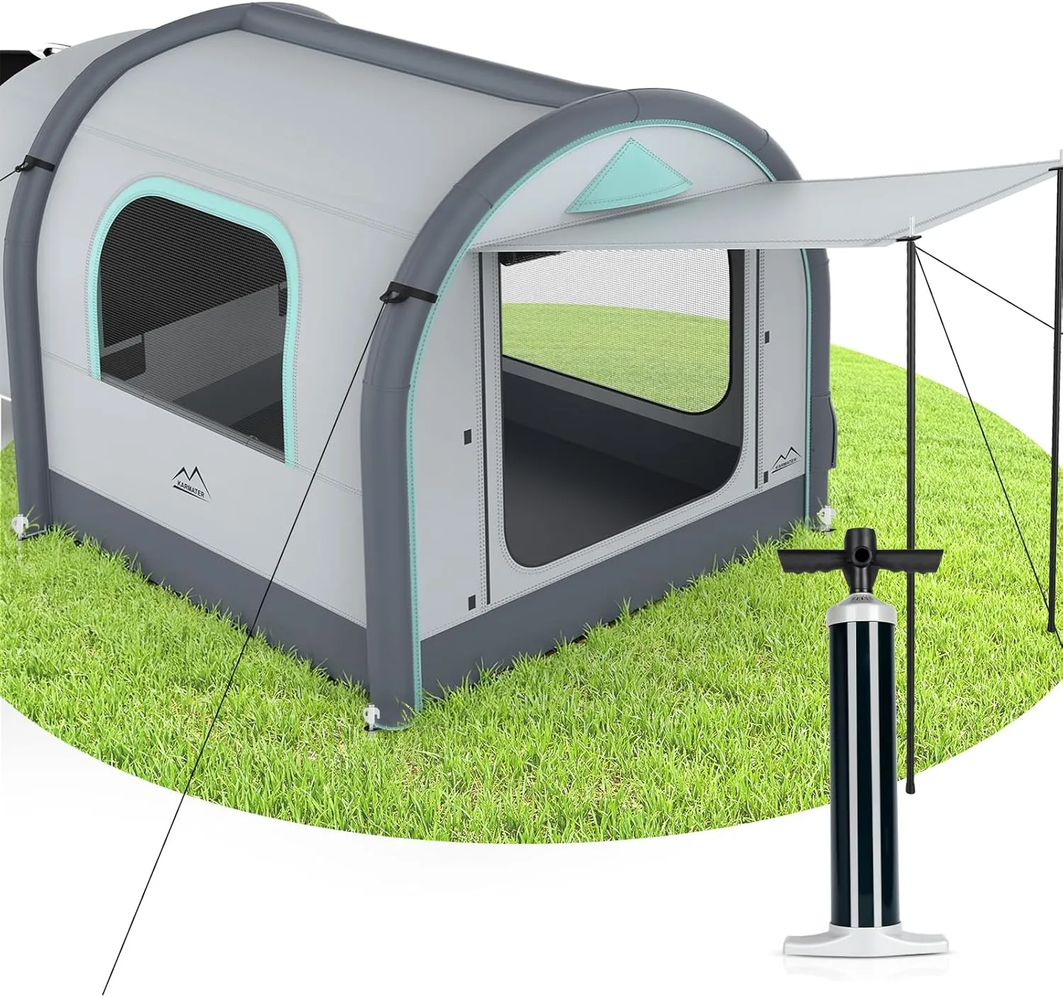 Inflatable SUV Tent for Camping, Quick Setup Blow Up Large Tents, 6-Person Tent with Detachable Car Attachment, Van Tents with Storage Bag &Projection Screen, Waterproof SUV Awning for Travel