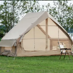 Inflatable Tent with Pump, 4 Season Outdoor Glamping Tents with 12 Mesh Window for 4-6 Person, Easy Setup, Waterproof, Windproof, UV Resistant