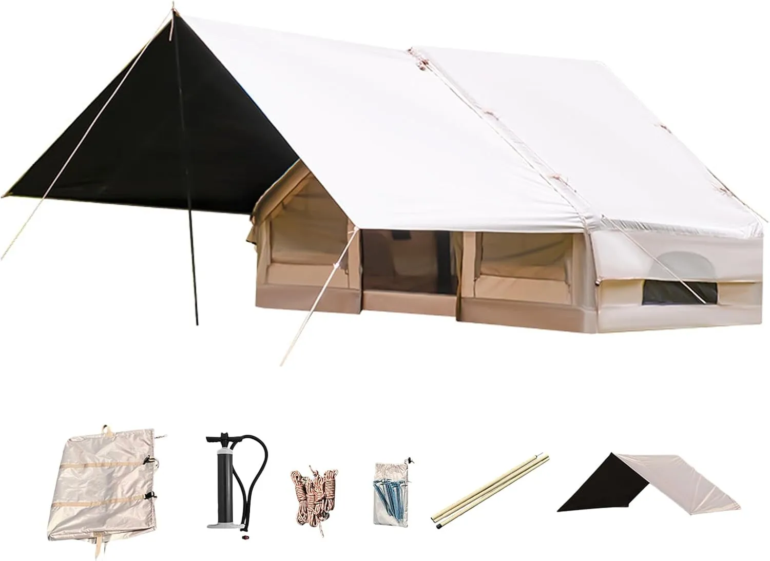 Inflatable Tents for Camping Blow up Tent with Canopy Large Inflatable Camping Tent House with Mesh Windows Easy Setup 4 Season Waterproof Oxford Air Glamping Tents for Camping 2-4 Person