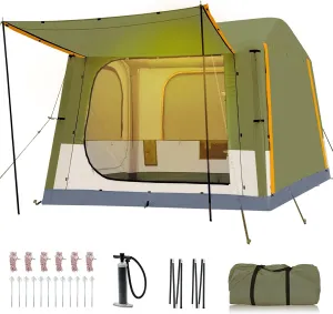 Inflatable Tents for Camping, Blow Up Tent with Hand Pump, Easy Setup Inflatable Hot Tent with Stove Jack, Waterproof Oxford Air Glamping Tents for Camping Adult 4-6 Person