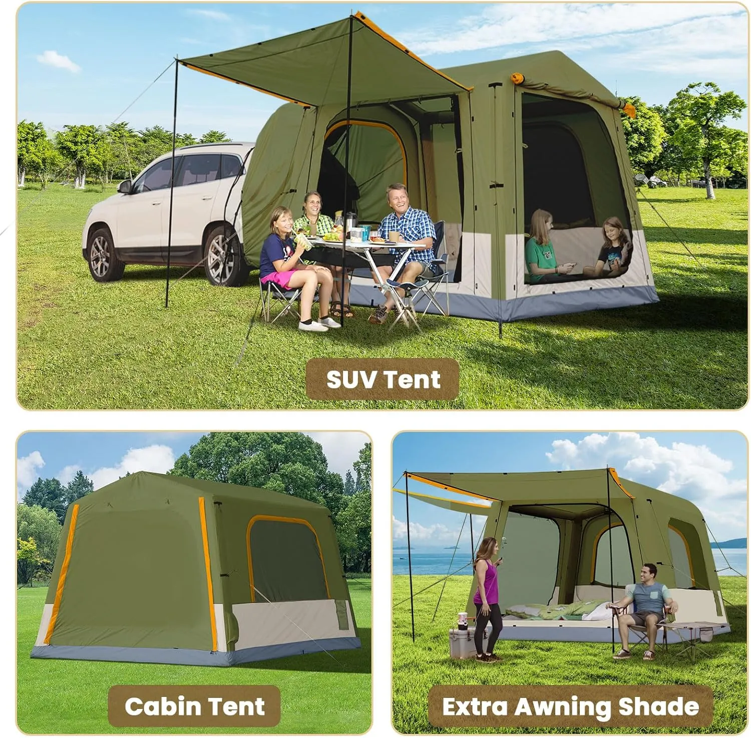 Inflatable Tents for Camping, Blow Up Tent with Hand Pump, Easy Setup Inflatable Hot Tent with Stove Jack, Waterproof Oxford Air Glamping Tents for Camping Adult 4-6 Person