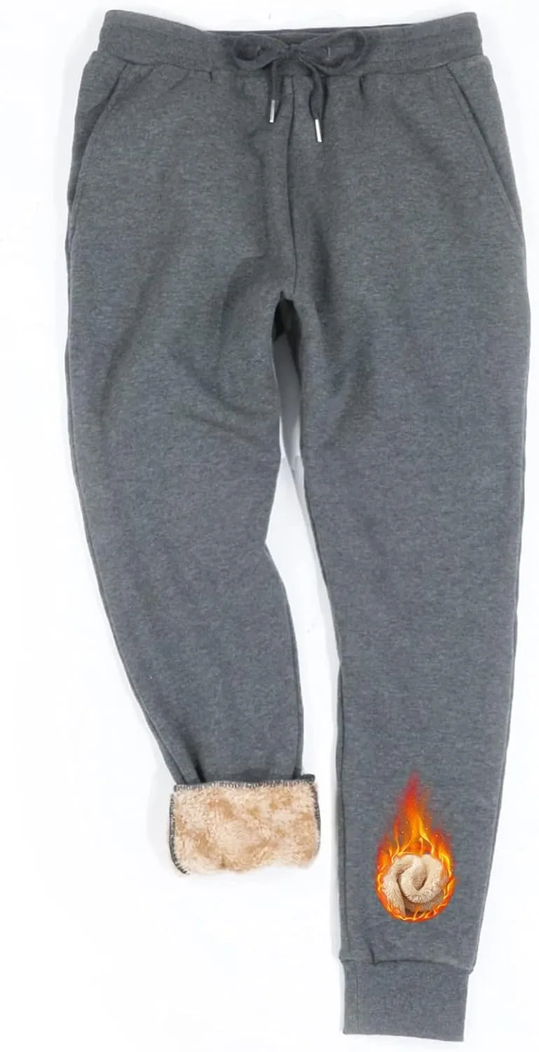Inno Men's 30" 32" 34" 36" 38" Sherpa Fleece Lined Jogger Pants Warm Sweatpants Thermal Winter Athletic Lounge Short Tall