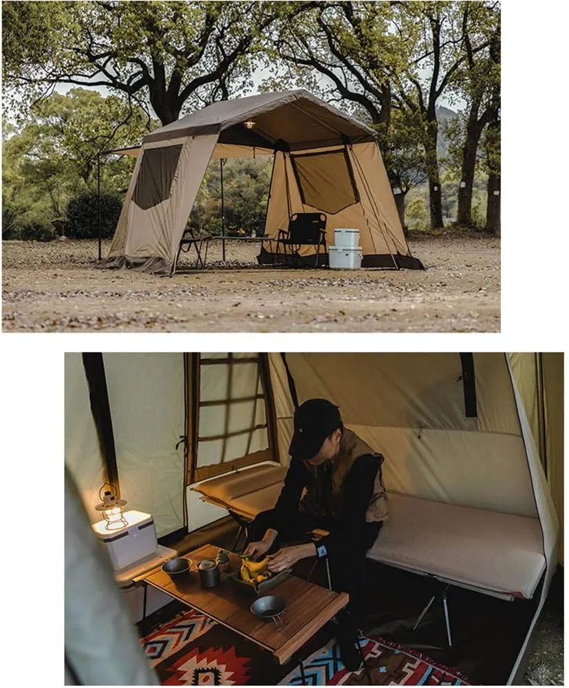 Instant Cabin Tent 3-4 Person Camping Tent - Family Waterproof Backpack Tents with Top Rainfly, Easy Set Up with Carry Bag for 4 Season Hiking Glamping Beach Outdoor (Khaki 310X260X210CM) (Off White)