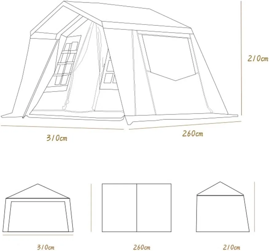 Instant Cabin Tent 3-4 Person Camping Tent - Family Waterproof Backpack Tents with Top Rainfly, Easy Set Up with Carry Bag for 4 Season Hiking Glamping Beach Outdoor (Khaki 310X260X210CM) (Off White)