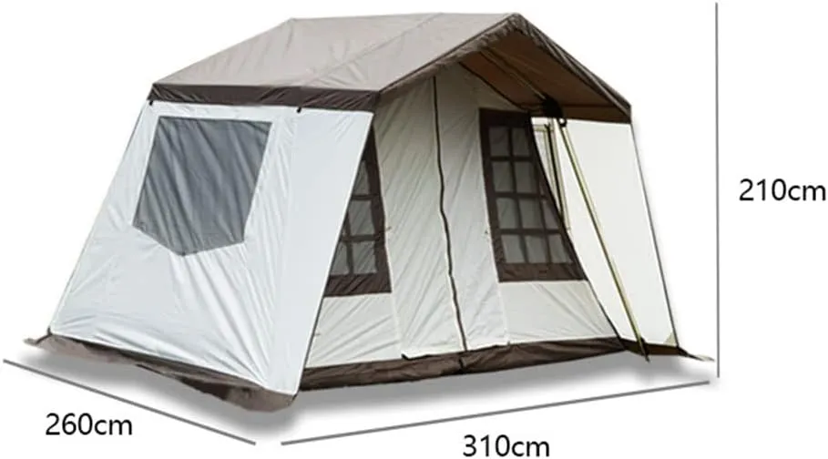 Instant Cabin Tent 3-4 Person Camping Tent - Family Waterproof Backpack Tents with Top Rainfly, Easy Set Up with Carry Bag for 4 Season Hiking Glamping Beach Outdoor (Khaki 310X260X210CM) (Off White)