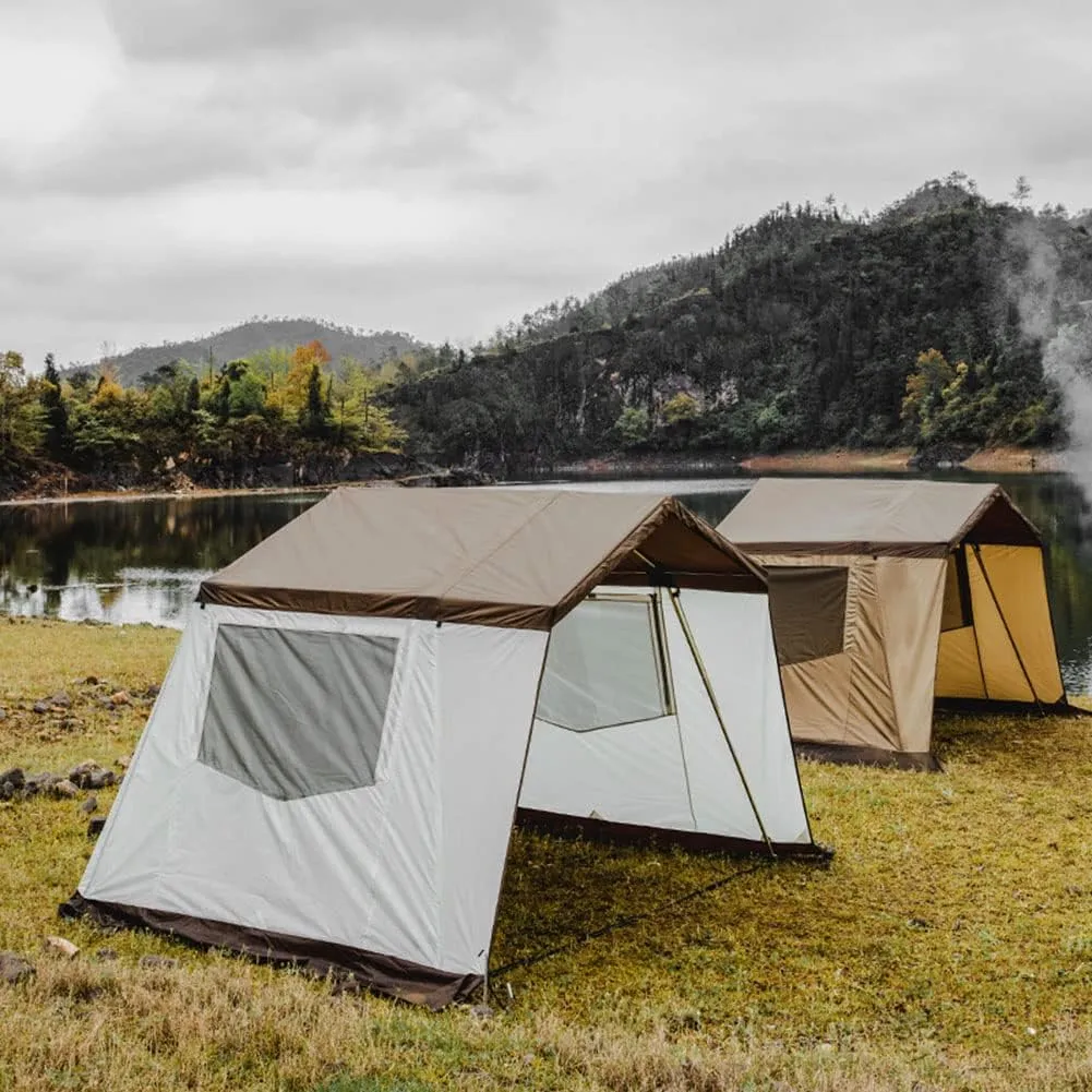 Instant Cabin Tent 3-4 Person Camping Tent - Family Waterproof Backpack Tents with Top Rainfly, Easy Set Up with Carry Bag for 4 Season Hiking Glamping Beach Outdoor (Khaki 310X260X210CM) (Off White)