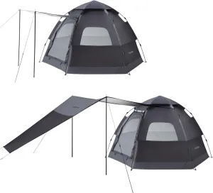 Instant Camping Tent for 4 Person,2 Mesh Windows & 2 Doors,Hexagonal Design,Easy Set Up pop up Tent with Vestibule & Rainfly, Ideal for Family Camp, Outdoor Activity