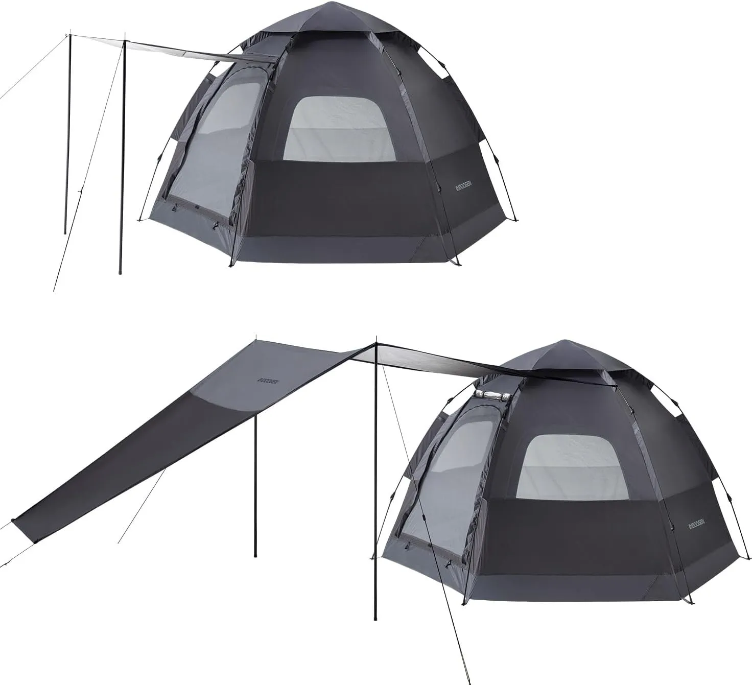Instant Camping Tent for 4 Person,2 Mesh Windows & 2 Doors,Hexagonal Design,Easy Set Up pop up Tent with Vestibule & Rainfly, Ideal for Family Camp, Outdoor Activity