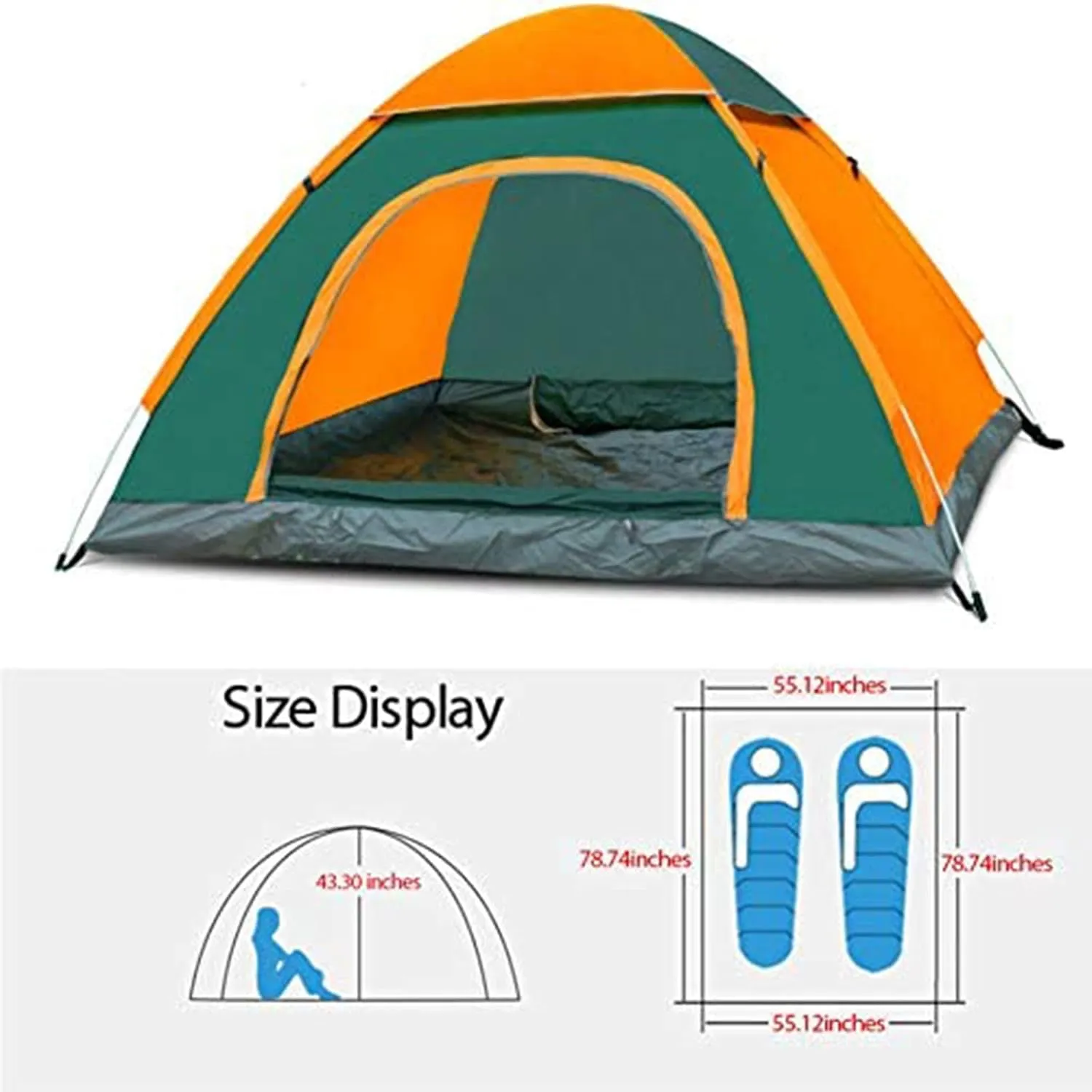Instant Pop-up Lightweight Camping Tent for 2 Persons Outdoor Easy-to-Set Automatic Family Travel Tent Portable Backpack Ultra-Light Waterproof Wind-Proof Uv-pr 2-3 People