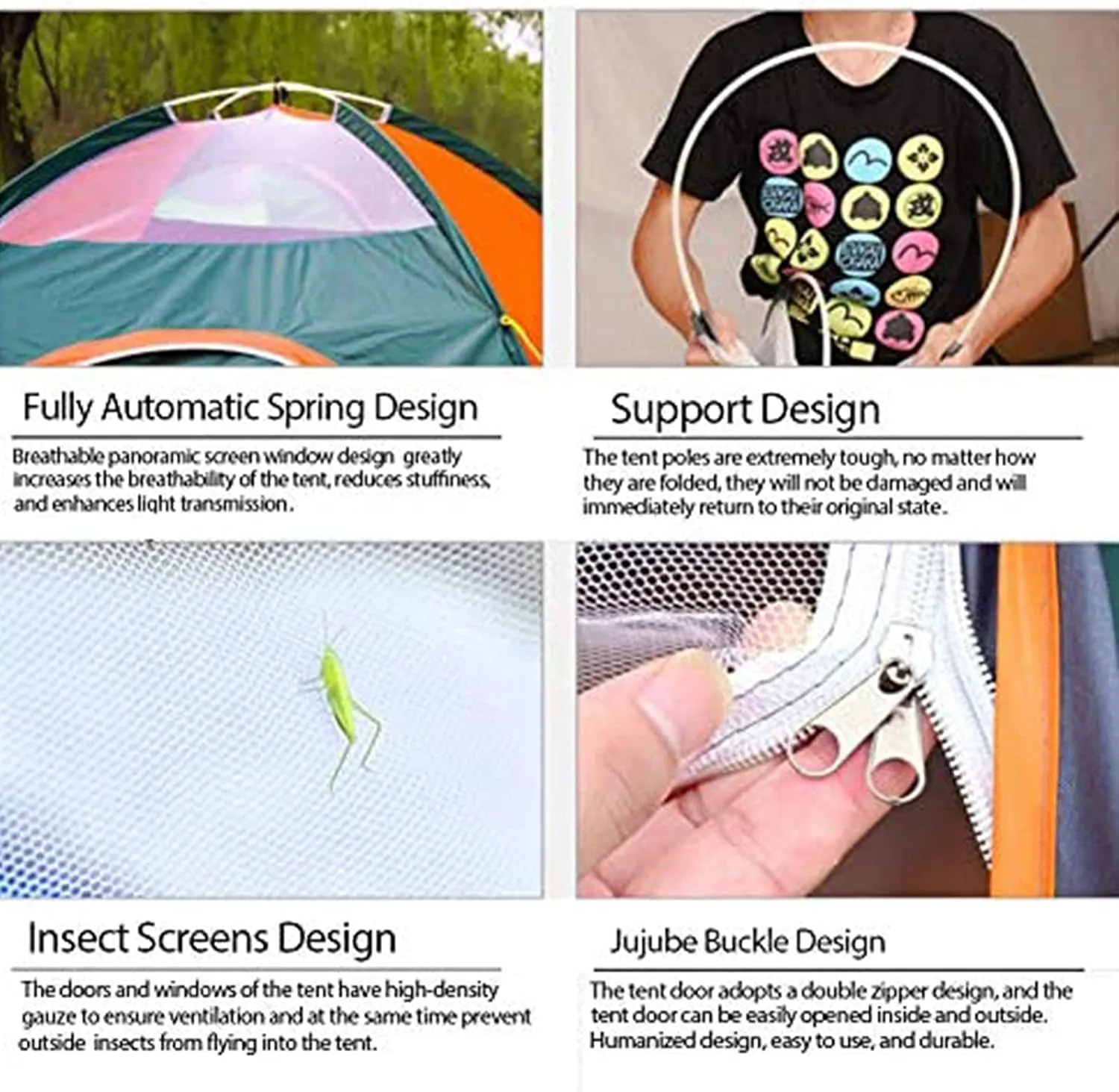 Instant Pop-up Lightweight Camping Tent for 2 Persons Outdoor Easy-to-Set Automatic Family Travel Tent Portable Backpack Ultra-Light Waterproof Wind-Proof Uv-pr 2-3 People
