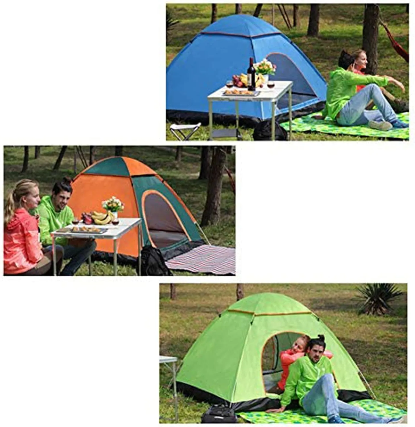 Instant Pop-up Lightweight Camping Tent for 2 Persons Outdoor Easy-to-Set Automatic Family Travel Tent Portable Backpack Ultra-Light Waterproof Wind-Proof Uv-pr 2-3 People
